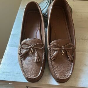 COACH Minna Brown Leather Moccasin Driver Loafers Size 8